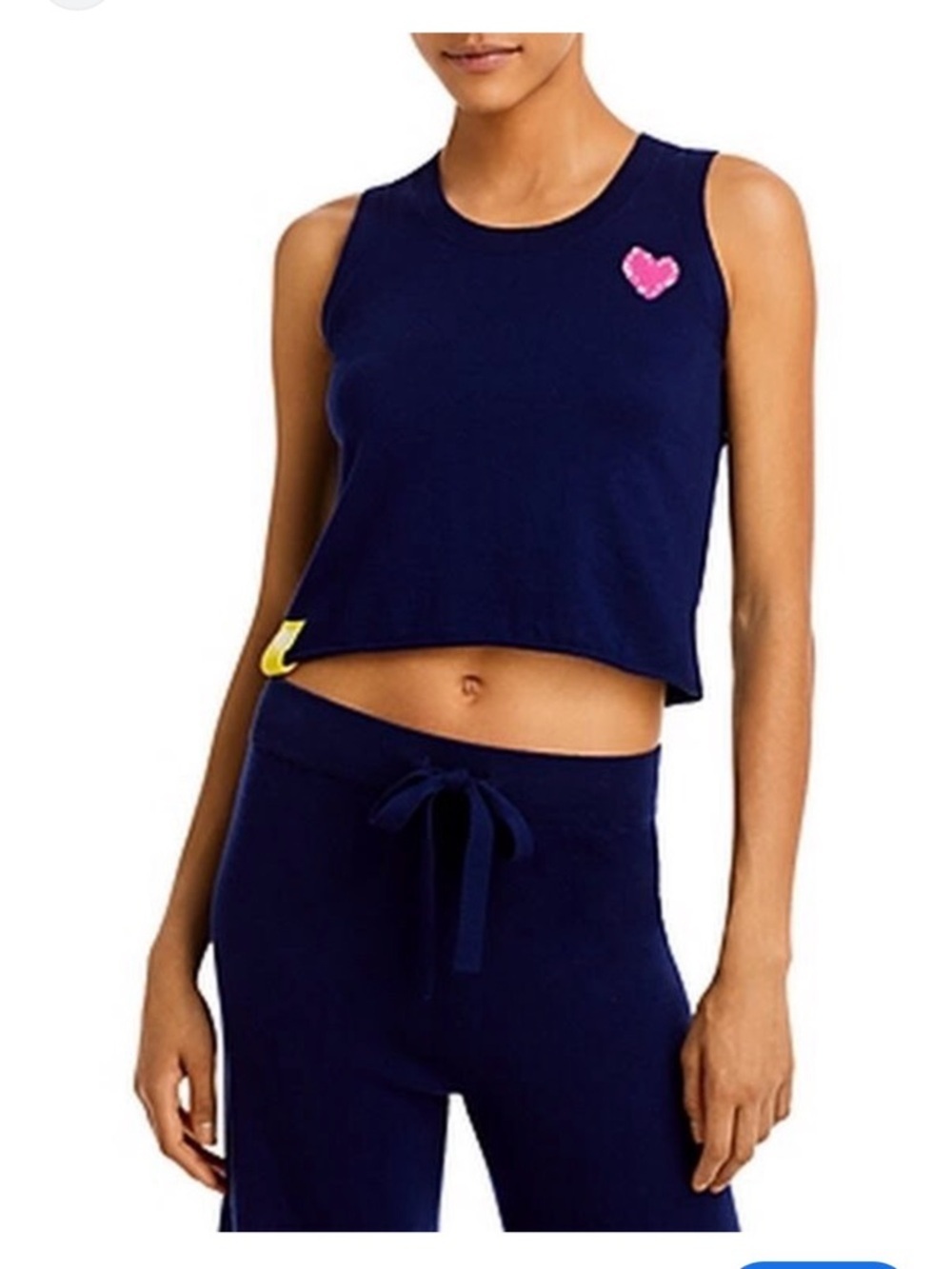 KERRI ROSENTHAL Lola Lounge Tank Top In NAVY cotton cashmere S